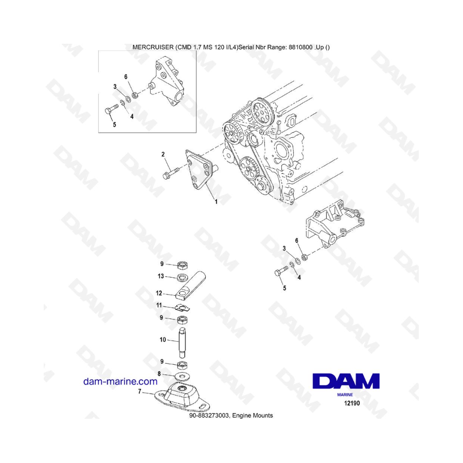 Mercruiser CMD 1.7L MS - Soportes de motor