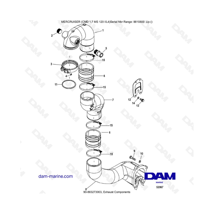 Mercruiser CMD 1.7L MS - Componentes de escape
