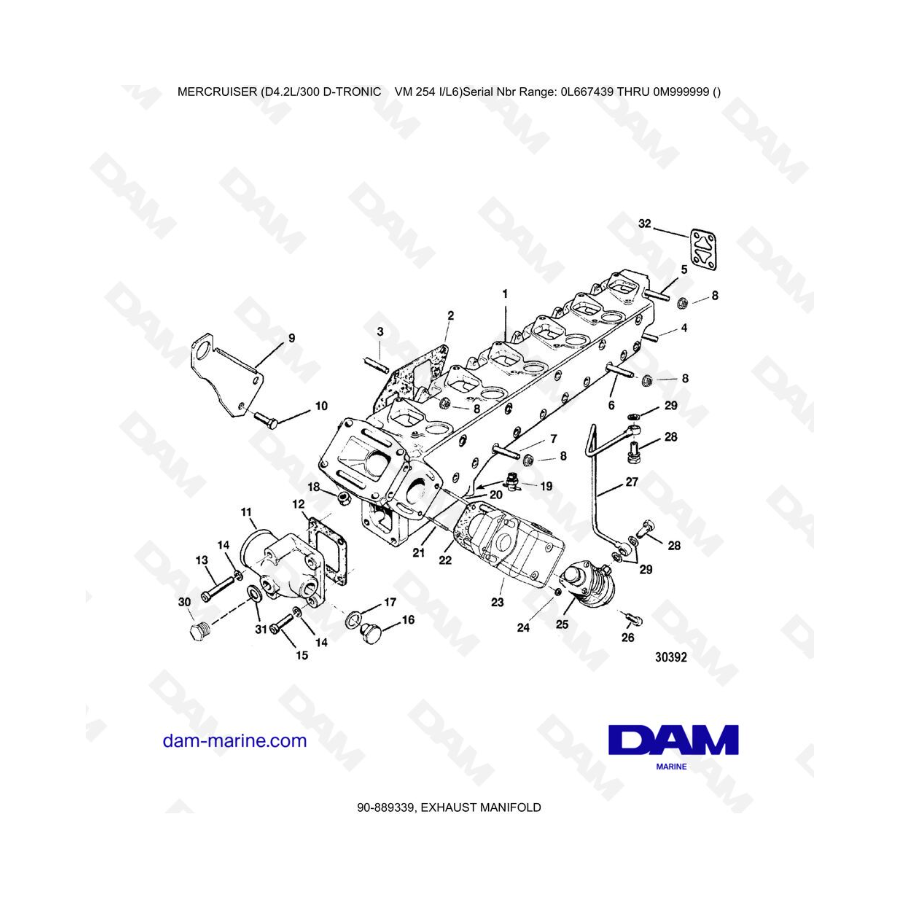 Mercruiser D4.2L 300 D-TRONIC - COLECTOR DE ESCAPE