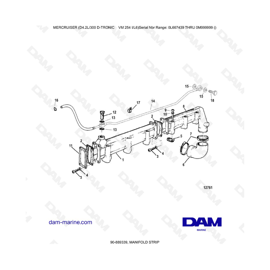 Mercruiser D4.2L 300 D-TRONIC - TIRA DE COLECTOR