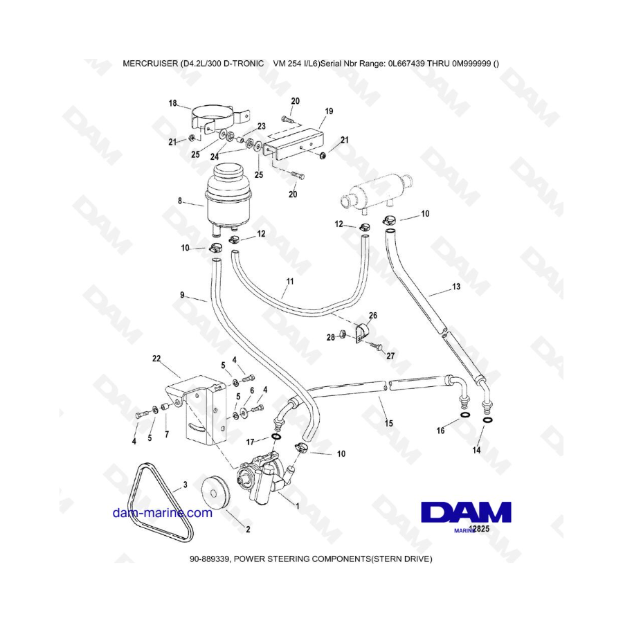 Mercruiser D4.2L 300 D-TRONIC - COMPONENTES DE LA DIRECCIÓN ASISTIDA (TRANSMISIÓN DE POPA)