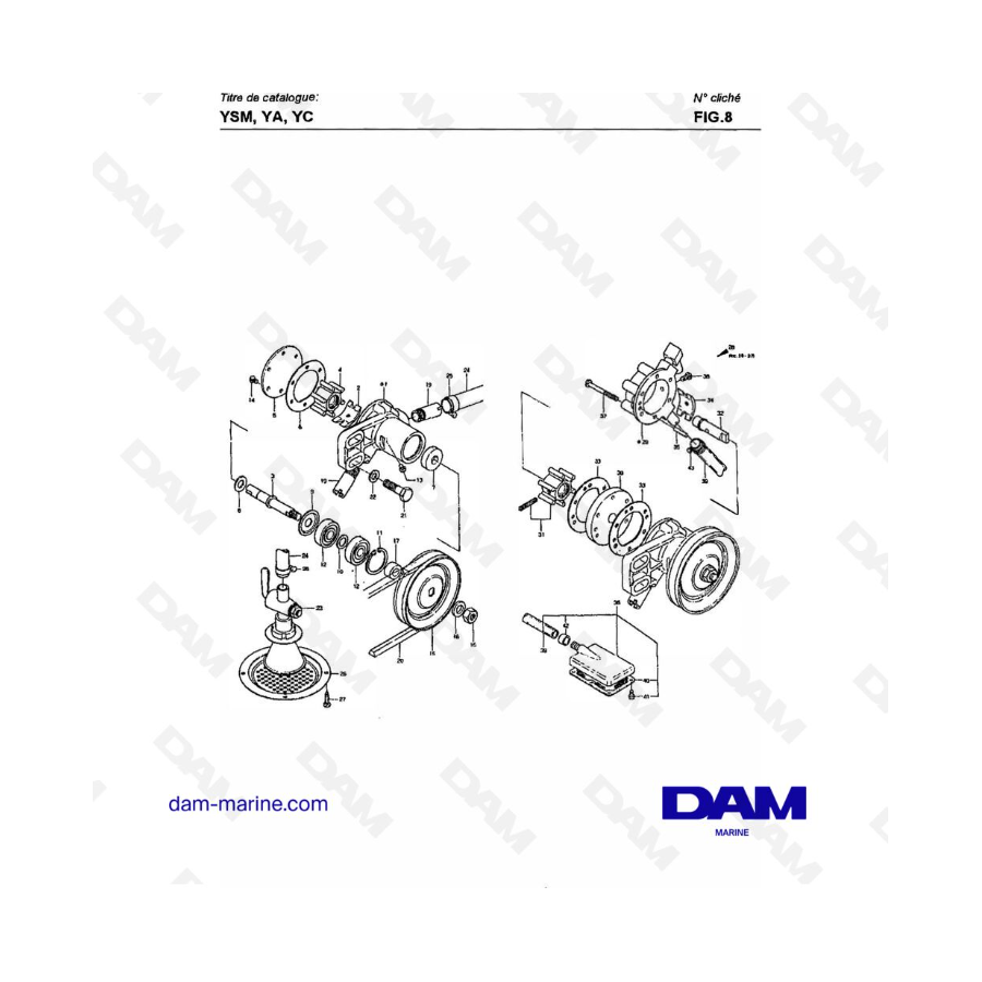 Yanmar YSM8 / YSM12 - BOMBA DE AGUA DE REFRIGERACIÓN, BOMBA DE SENTINA Y GRIFO KINGSTON