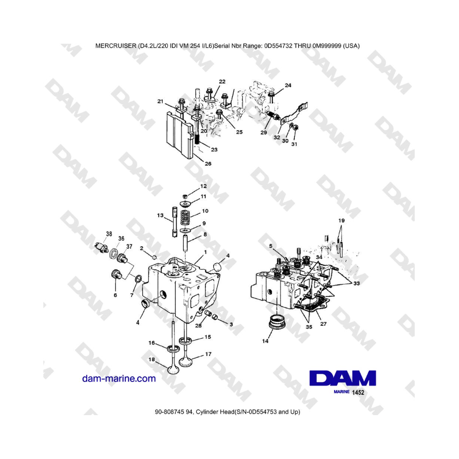 Mercruiser 4.2L 220 IDI - Culata (S/N-0D554753 y superior)