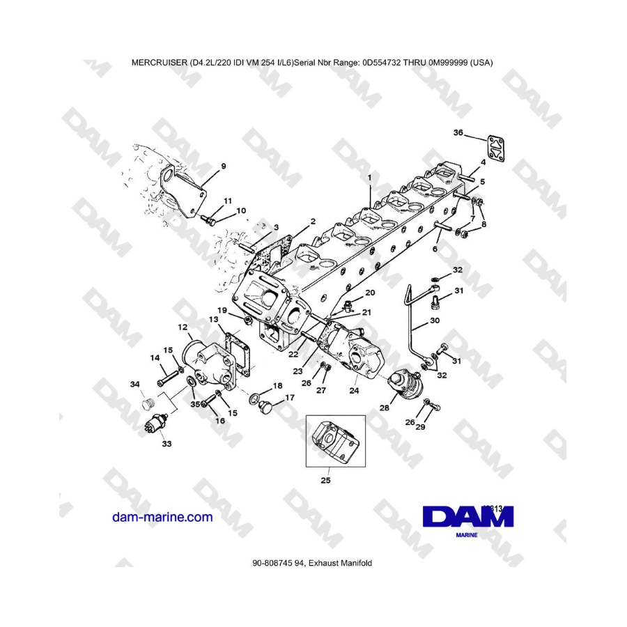 Mercruiser 4.2L 220 IDI - Colector de escape