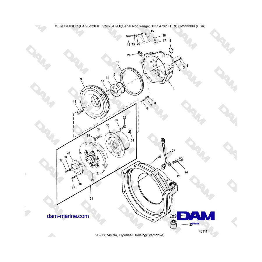 Mercruiser 4.2L 220 IDI - Carcasa del volante (Sterndrive)