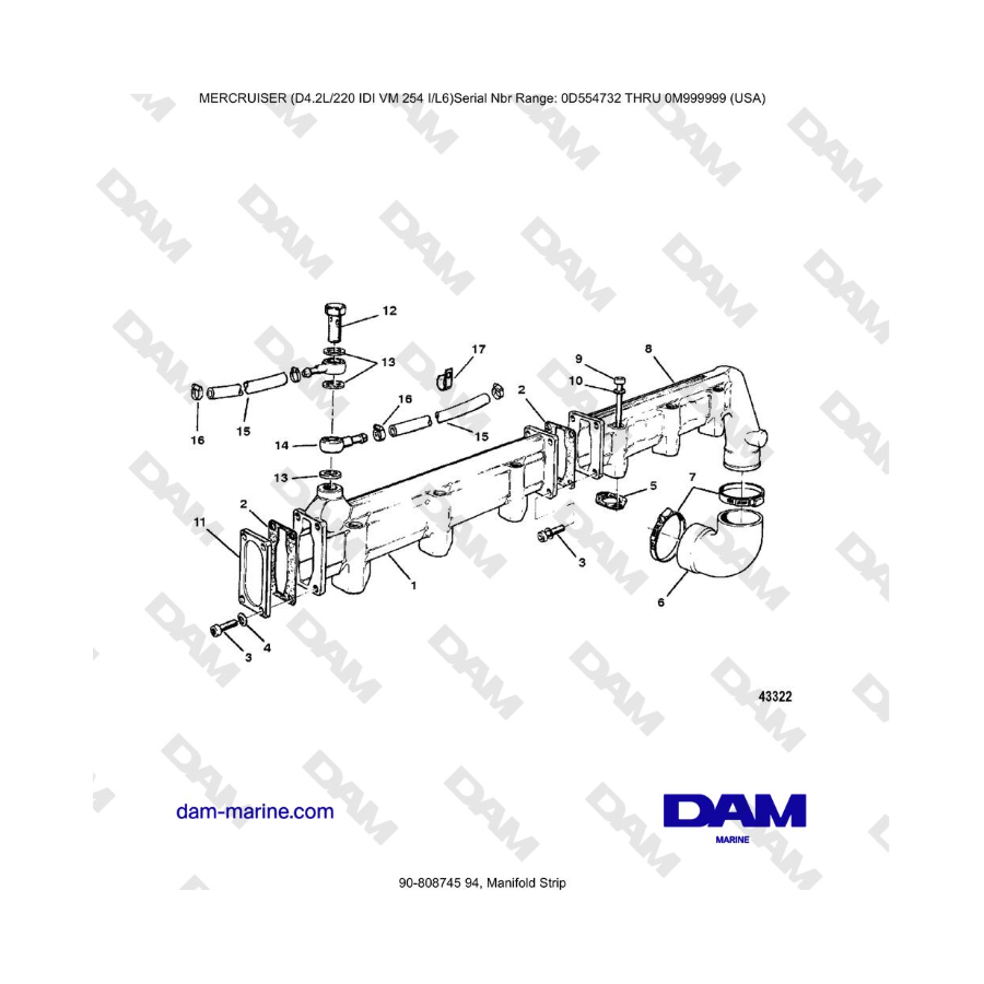 Mercruiser 4.2L 220 IDI - Manifold Strip