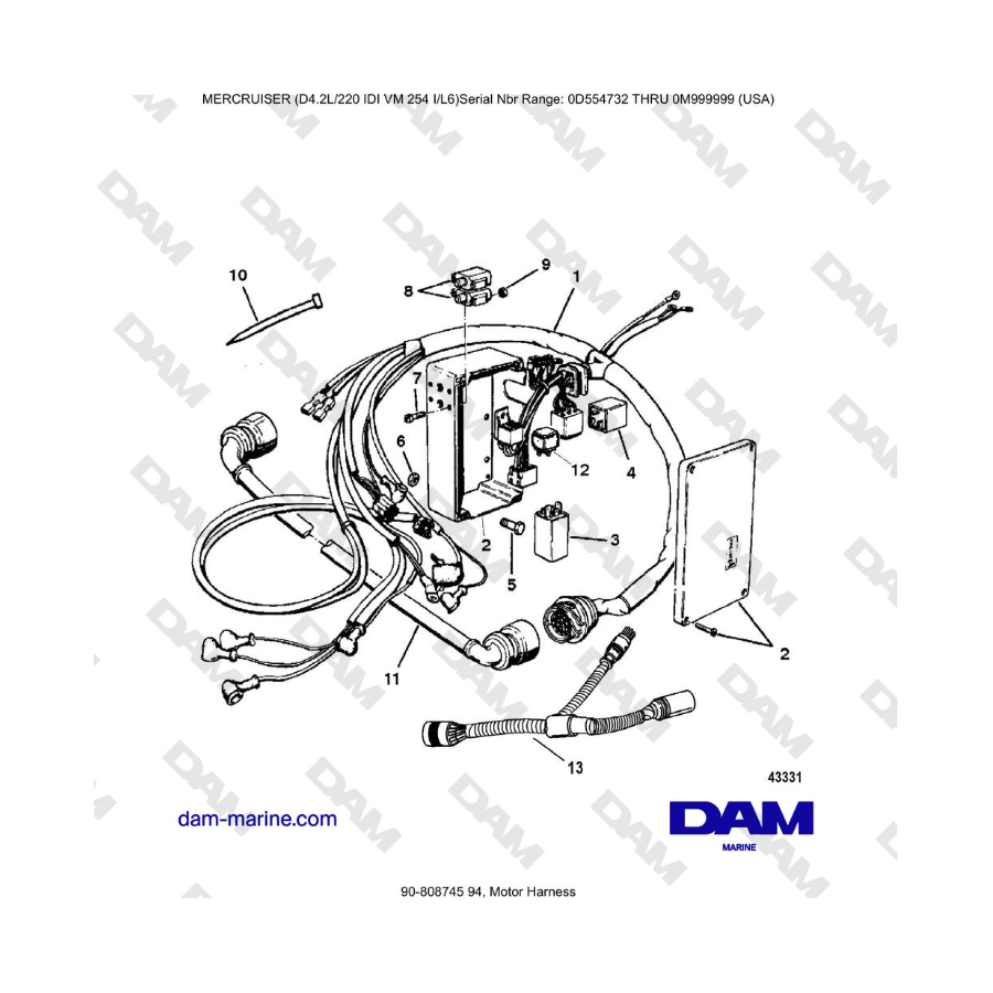 Mercruiser 4.2L 220 IDI - Arnés de motor