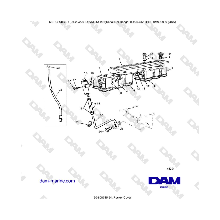 Mercruiser 4.2L 220 IDI - Rocker Cover