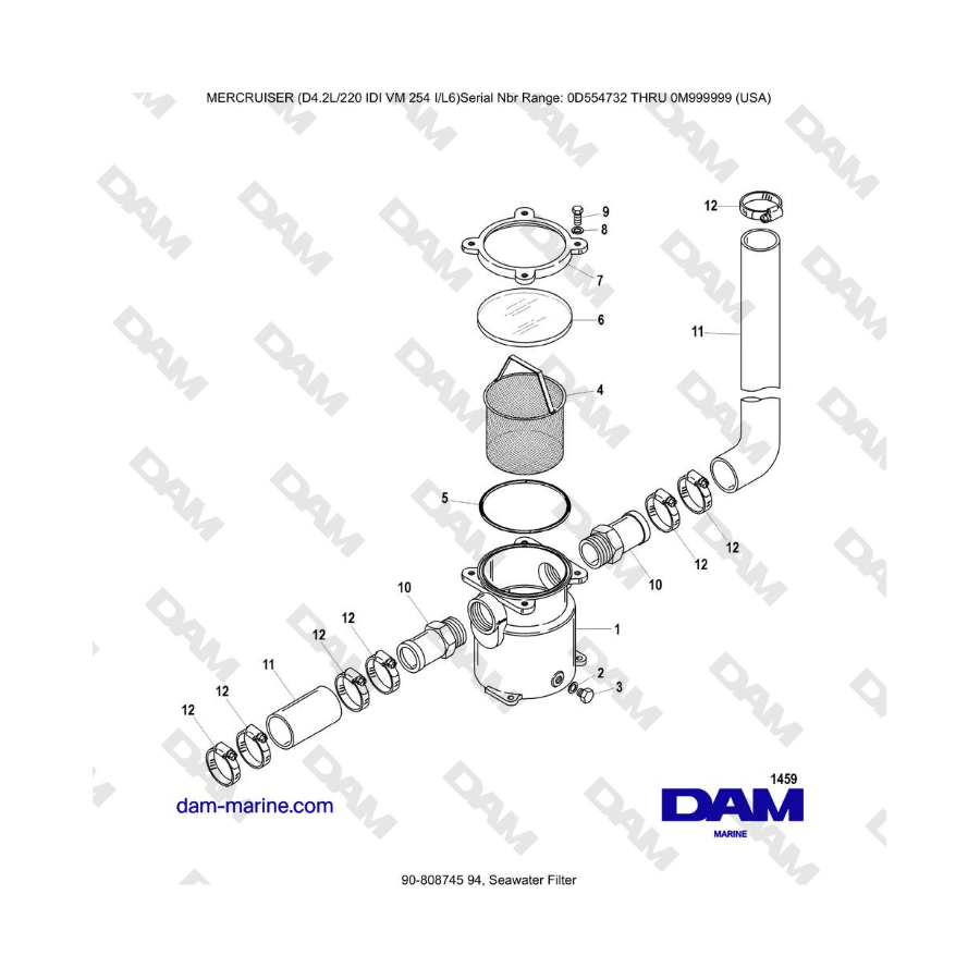 Mercruiser 4.2L 220 IDI - Filtro de agua de mar