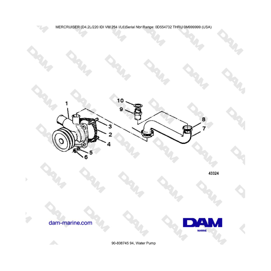 Mercruiser 4.2L 220 IDI - Bomba de agua