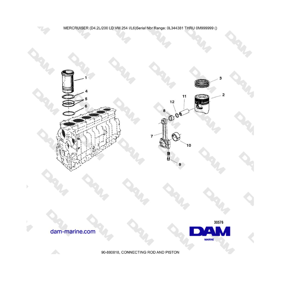 Mercruiser 4.2L 200 LD - CONNECTING ROD AND PISTON