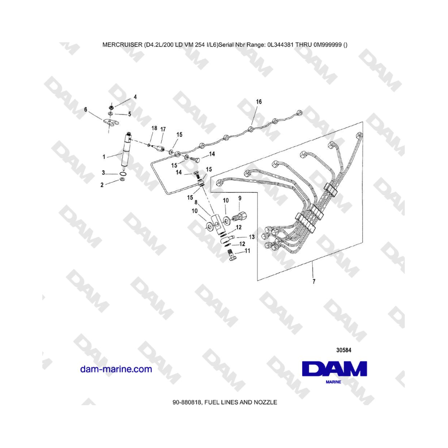 Mercruiser 4.2L 200 LD - FUEL LINES AND NOZZLE