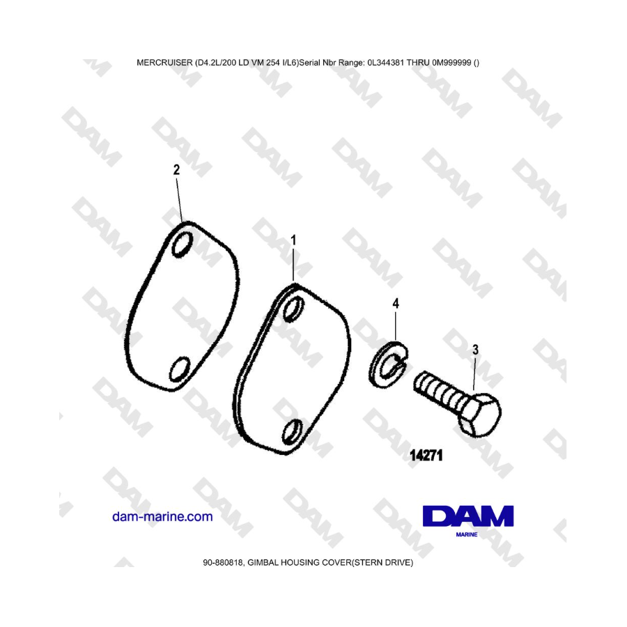 Mercruiser 4.2L 200 LD - CUBIERTA DE CARCASA DE CARDÁN (TRANSMISIÓN DE POPA)