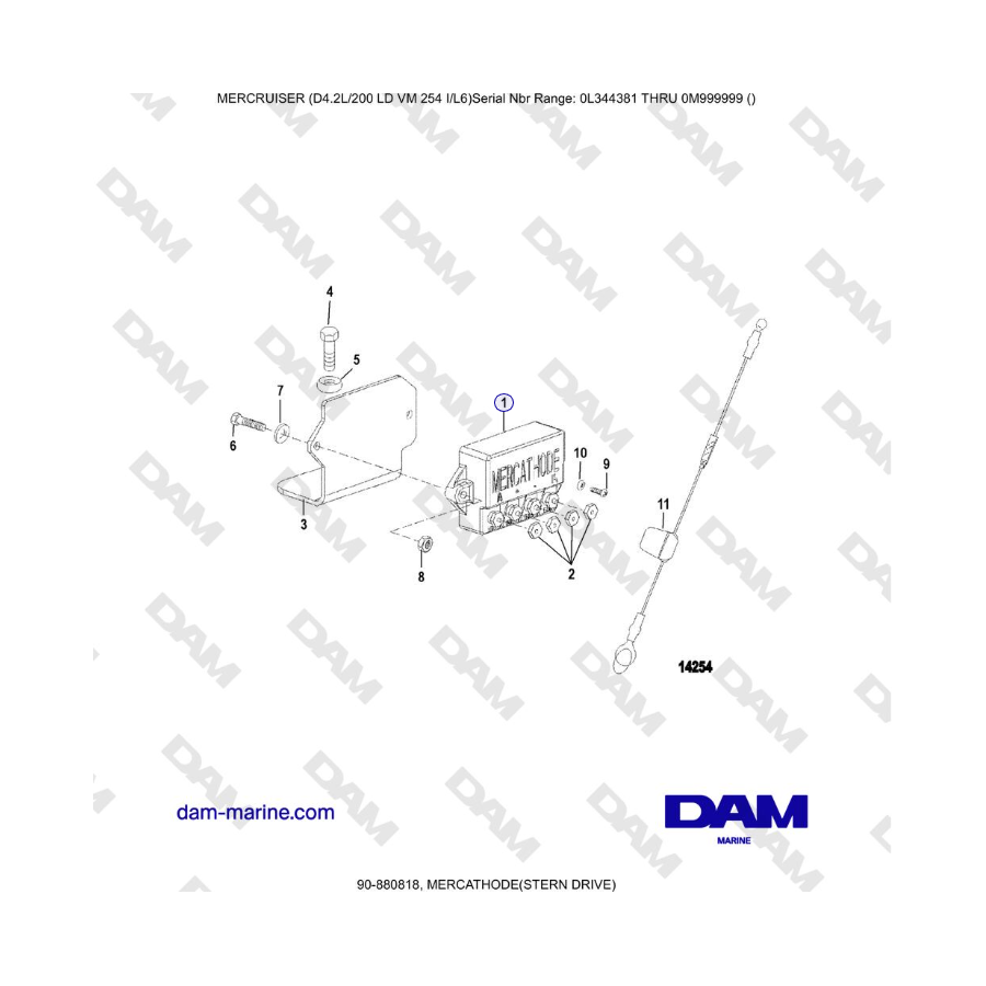 Mercruiser 4.2L 200 LD - MERCATHODE (MANDO DE POPA)