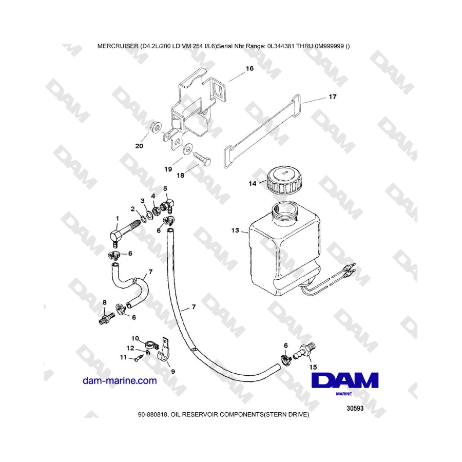 Mercruiser 4.2L 200 LD - Componentes del depósito de aceite (fueraborda)