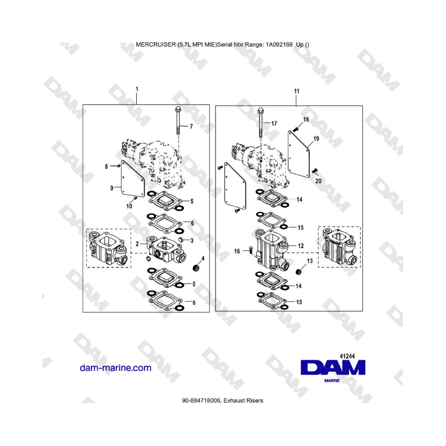 Mercruiser 5.7L MPI MIE - Exhaust Risers