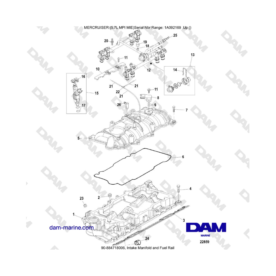 Mercruiser 5.7L MPI MIE -Intake Manifold and Fuel Rail