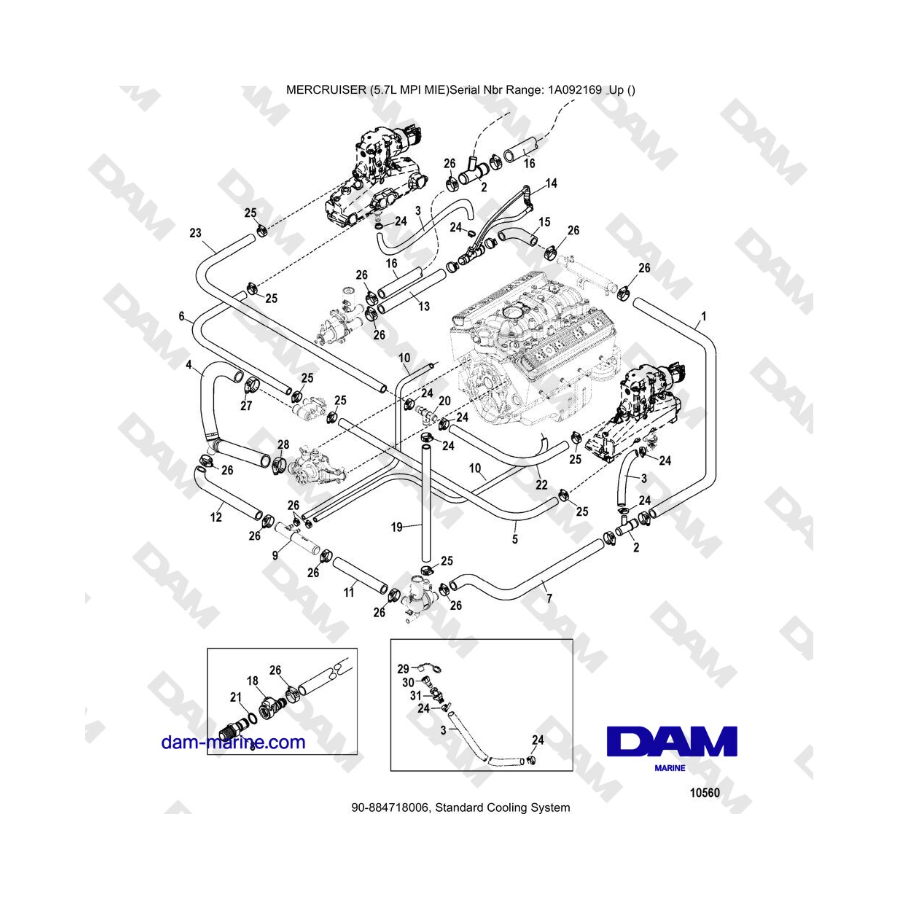 Mercruiser 5.7L MPI MIE - Standard Cooling System - DAM Marine