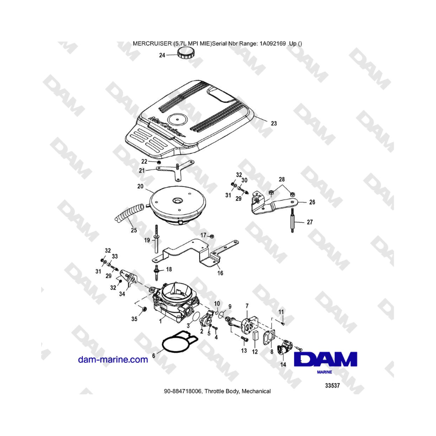 Mercruiser 5.7L MPI MIE - Throttle Body, Mechanical