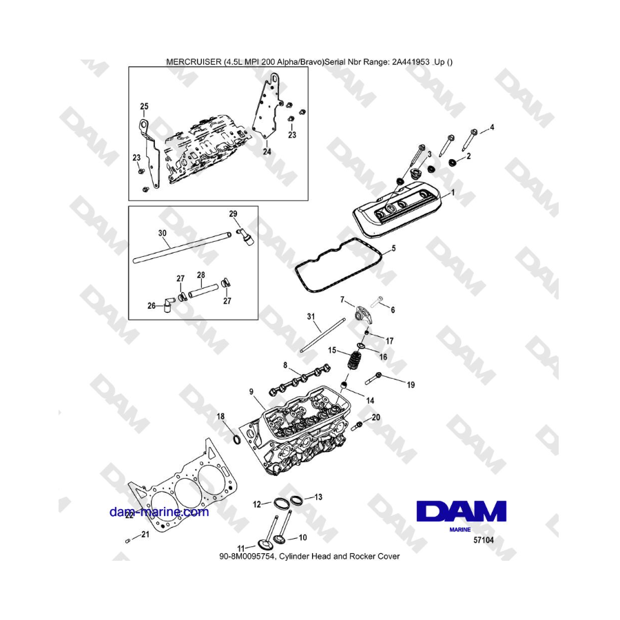 Mercruiser 4.5L MPI - Cylinder Head and Rocker Cover