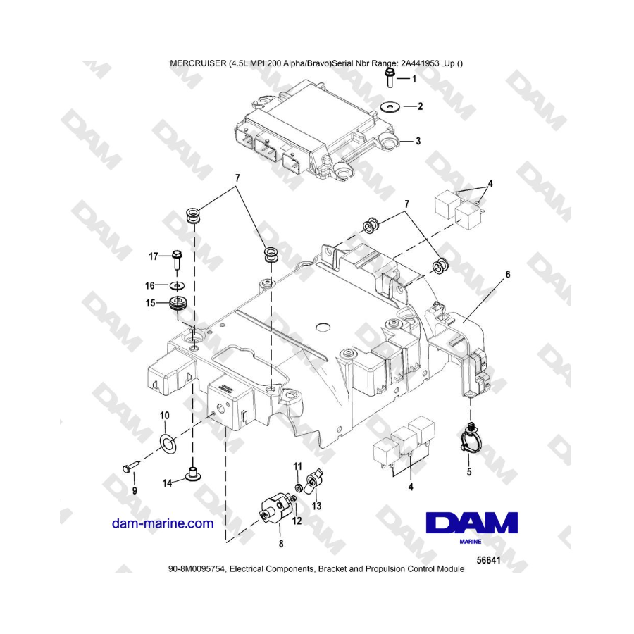 Mercruiser 4.5L MPI - Electrical Components, Bracket and Propulsion Control Module