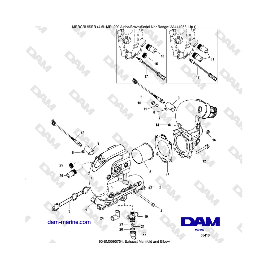 Mercruiser 4.5L MPI - Exhaust Manifold and Elbow