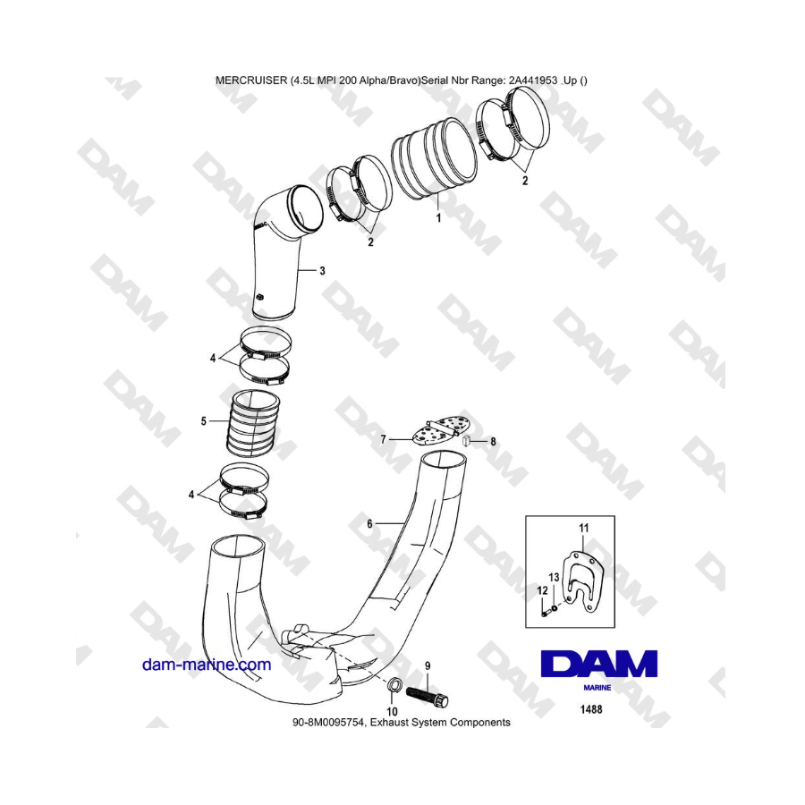 Mercruiser 4.5L MPI - Exhaust System Components