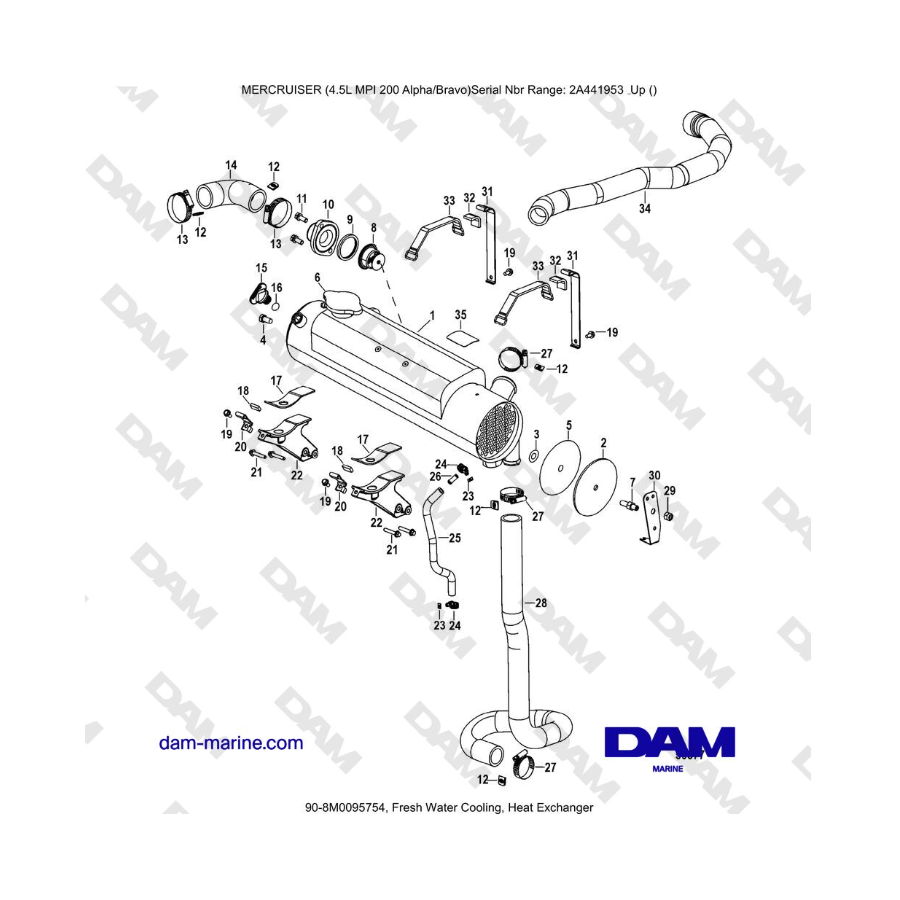 Mercruiser 4.5L MPI - Fresh Water Cooling, Heat Exchanger