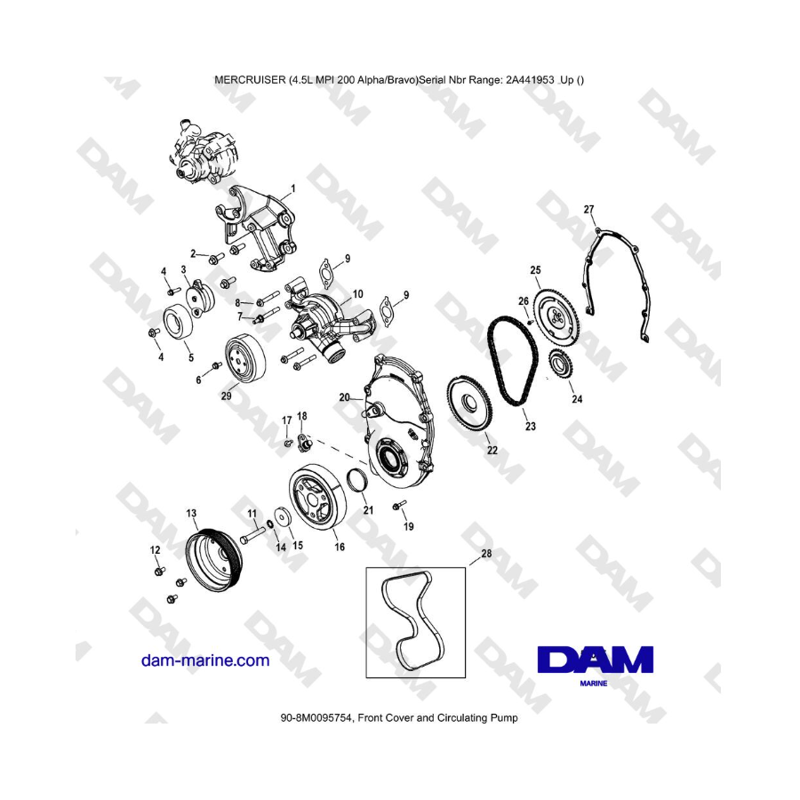 Mercruiser 4.5L MPI - Front Cover and Circulating Pump