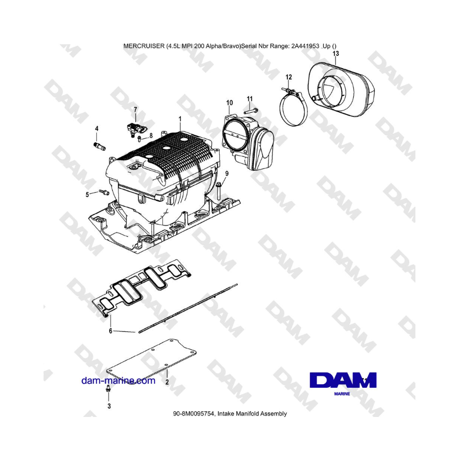 Mercruiser 4.5L MPI - Conjunto de colector de admisión