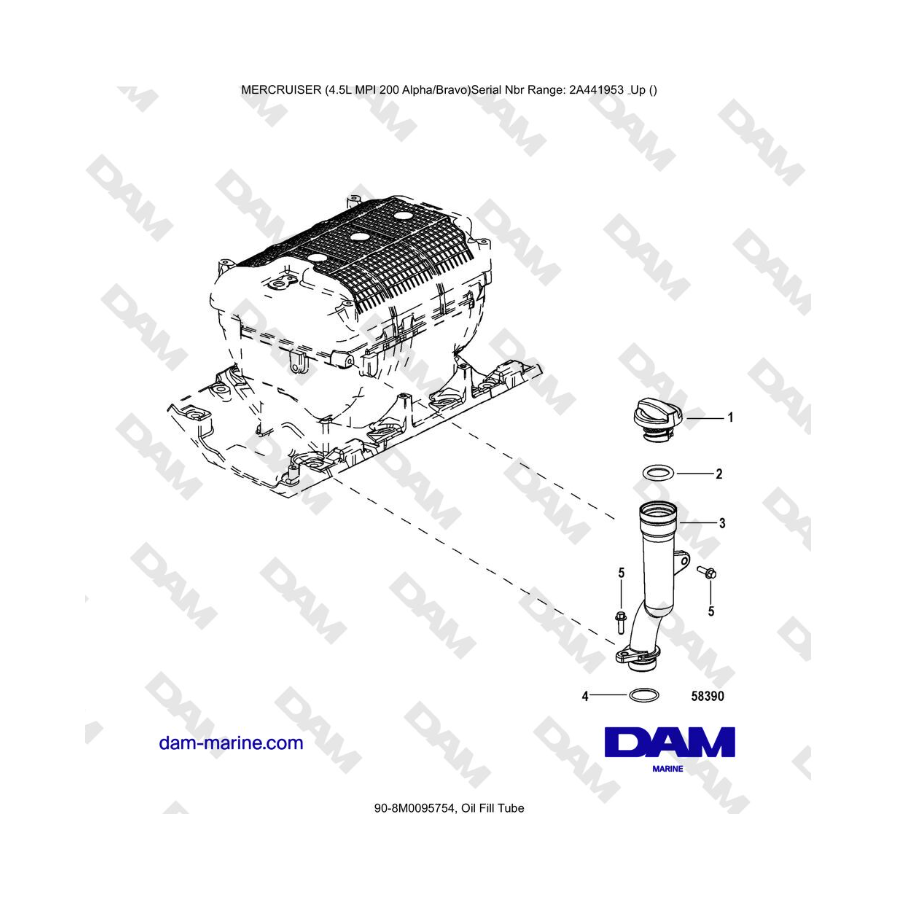 Mercruiser 4.5L MPI - Tubo de llenado de aceite