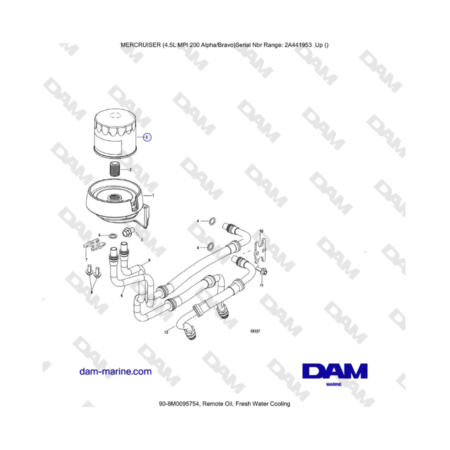 Mercruiser 4.5L MPI - Aceite remoto, refrigeración por agua dulce