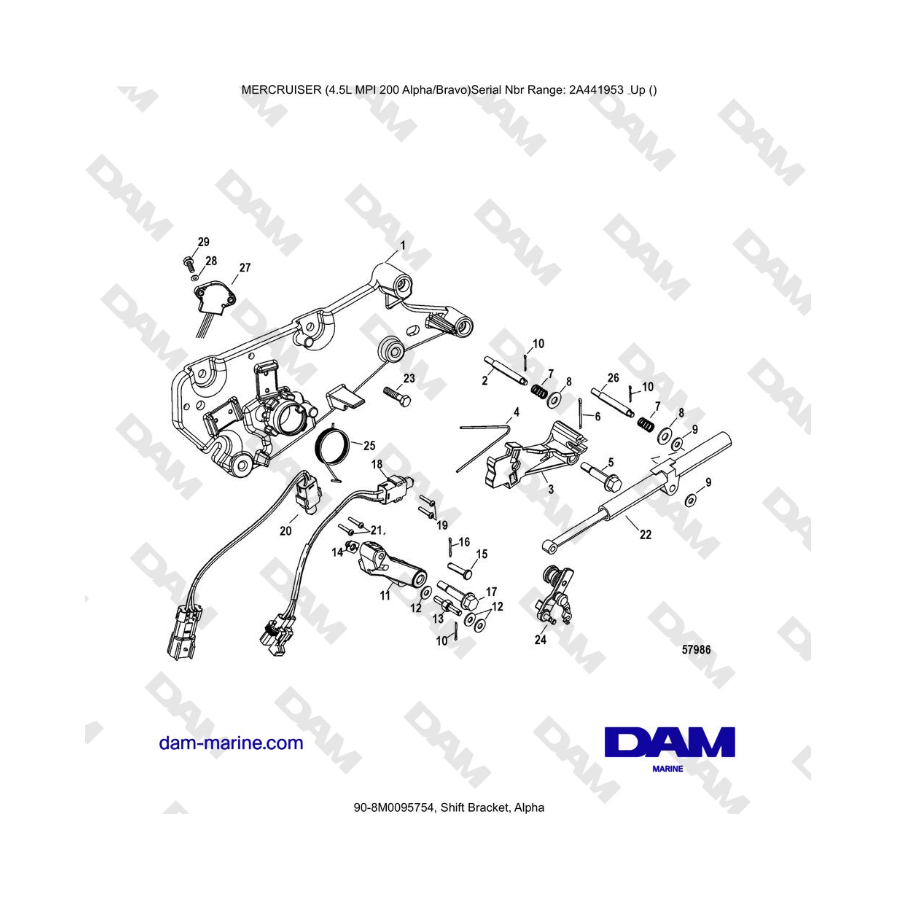 Mercruiser 4.5L MPI - Shift Bracket, Alpha