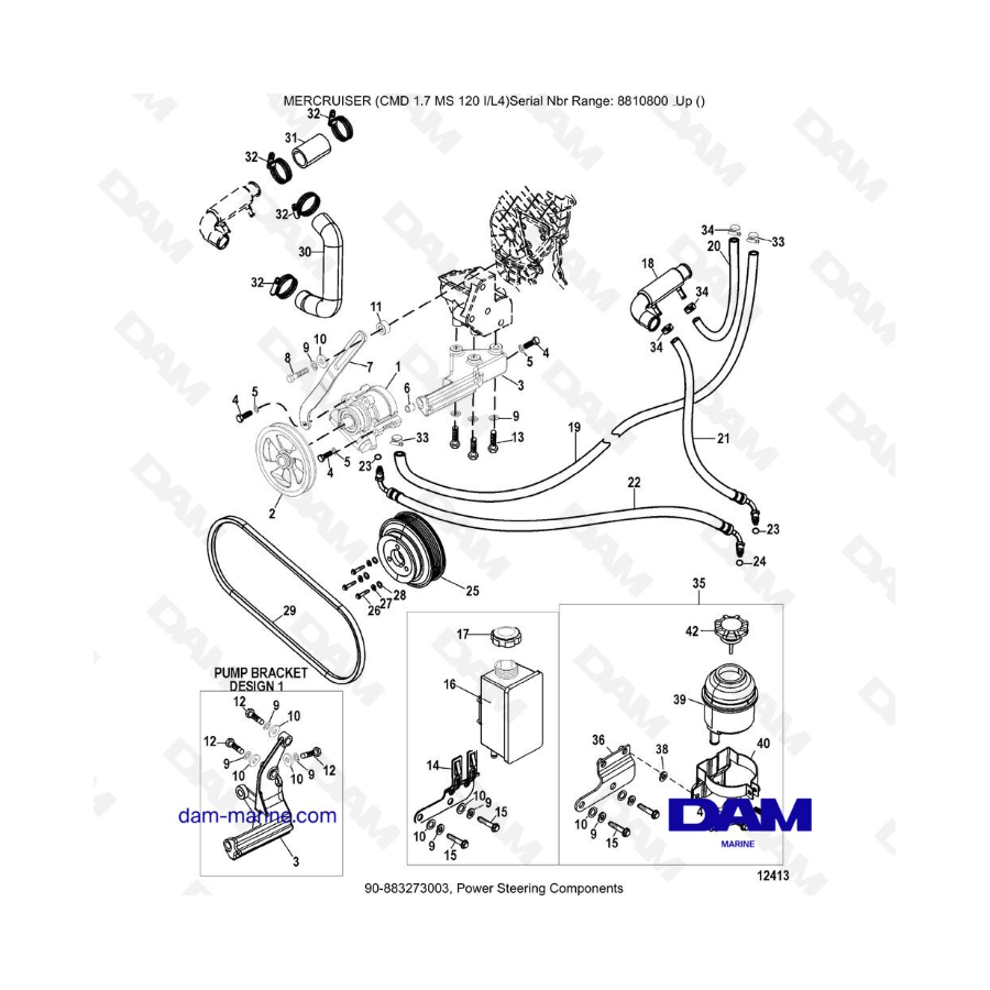 Mercruiser CMD 1.7L MS 120 - Componentes de dirección asistida