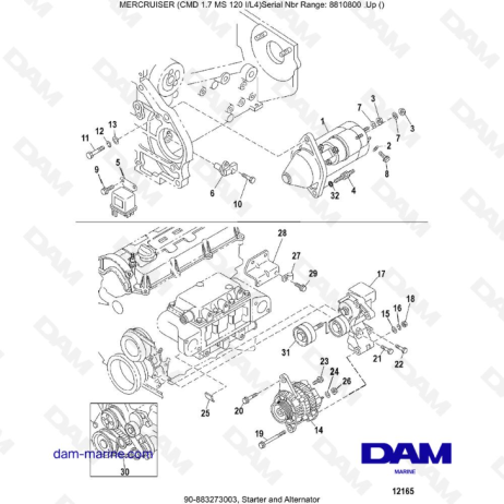 Mercruiser Cmd L Ms Starter And Alternator Dam Marine