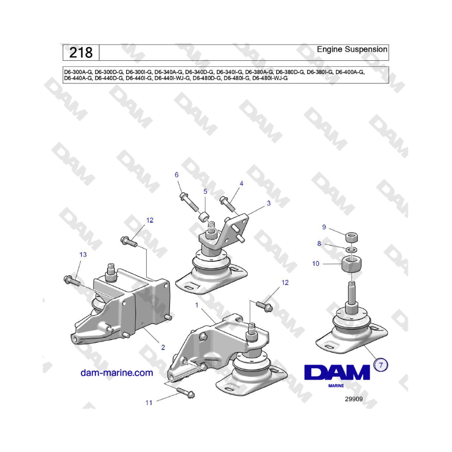 Volvo Penta D6-300 / D6-340 / D6-380 / D6-400 / D6-440 / D6-480 (G) - Engine Suspension