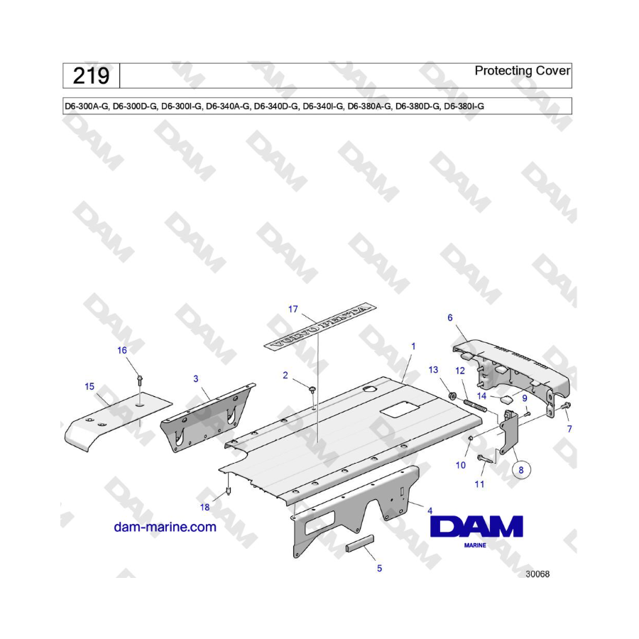 Volvo Penta D6-300 / D6-340 / D6-380 (G) - Cubierta protectora