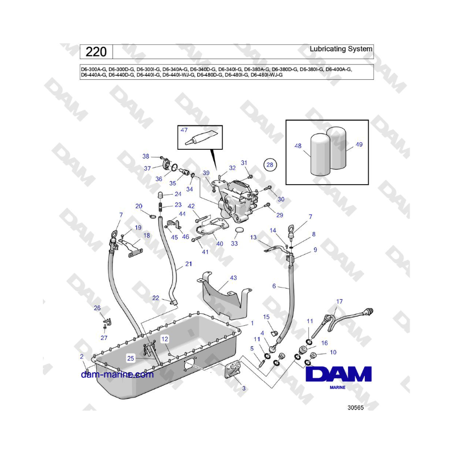 Volvo Penta D6-300 / D6-340 / D6-380 / D6-400 / D6-440 / D6-480 (G) - Lubricating System