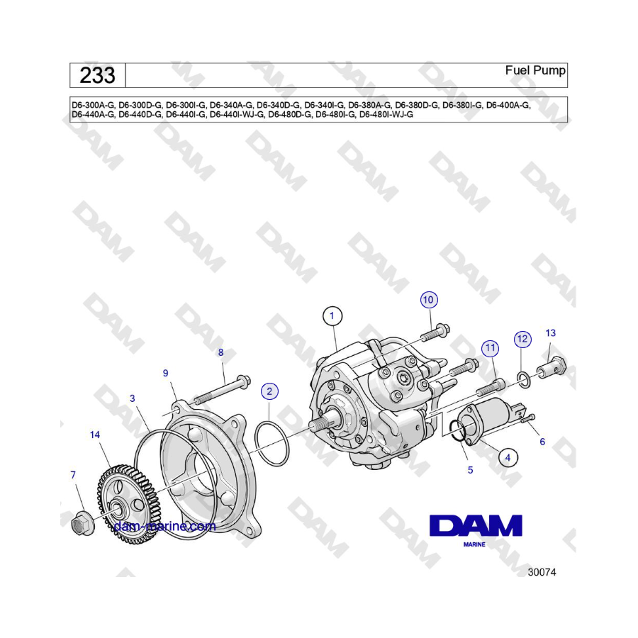 Volvo Penta D6-300 / D6-340 / D6-380 / D6-400 / D6-440 / D6-480 (G) - Bomba de combustible