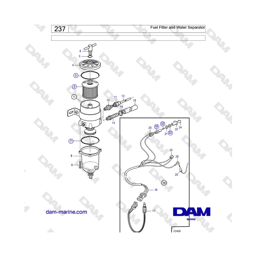 Volvo Penta D6-300 / D6-340 / D6-380 / D6-400 / D6-440 / D6-480 (G) - Filtro de combustible y separador de agua