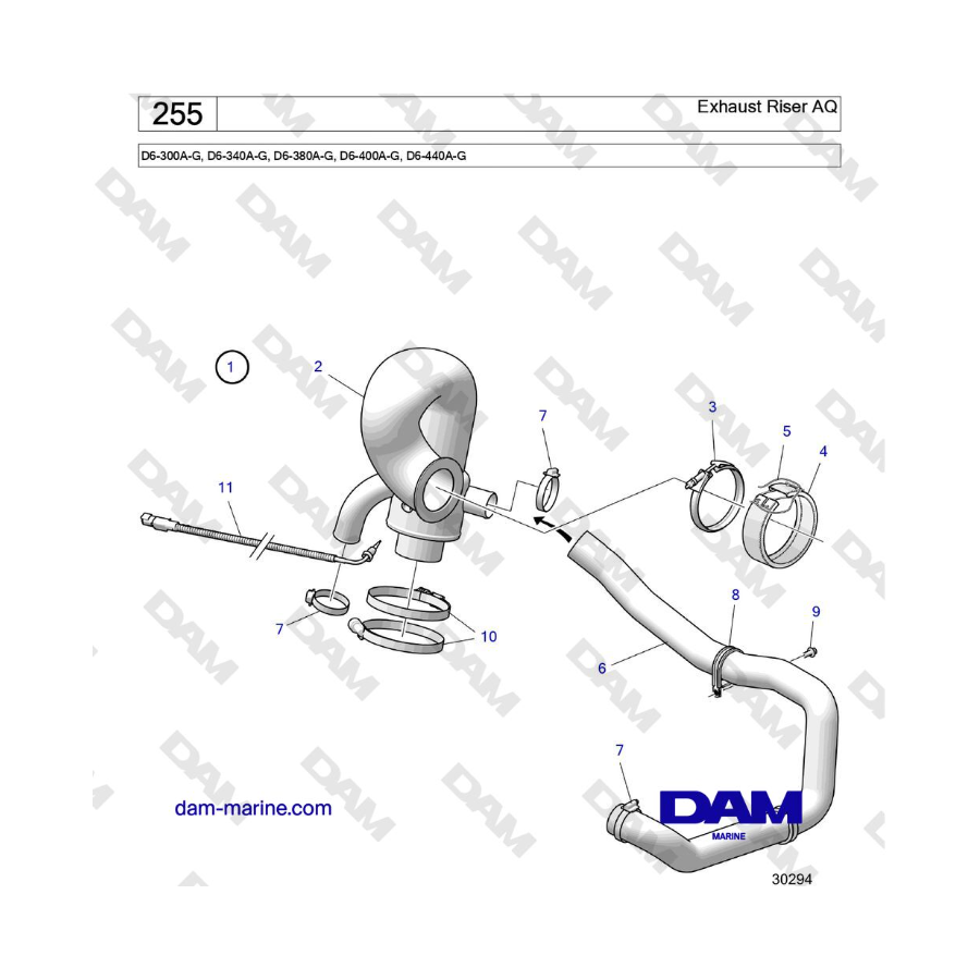 Volvo Penta D6-300 / D6-340 / D6-380 / D6-400 / D6-440 / D6-480 (G) - Exhaust Riser AQ