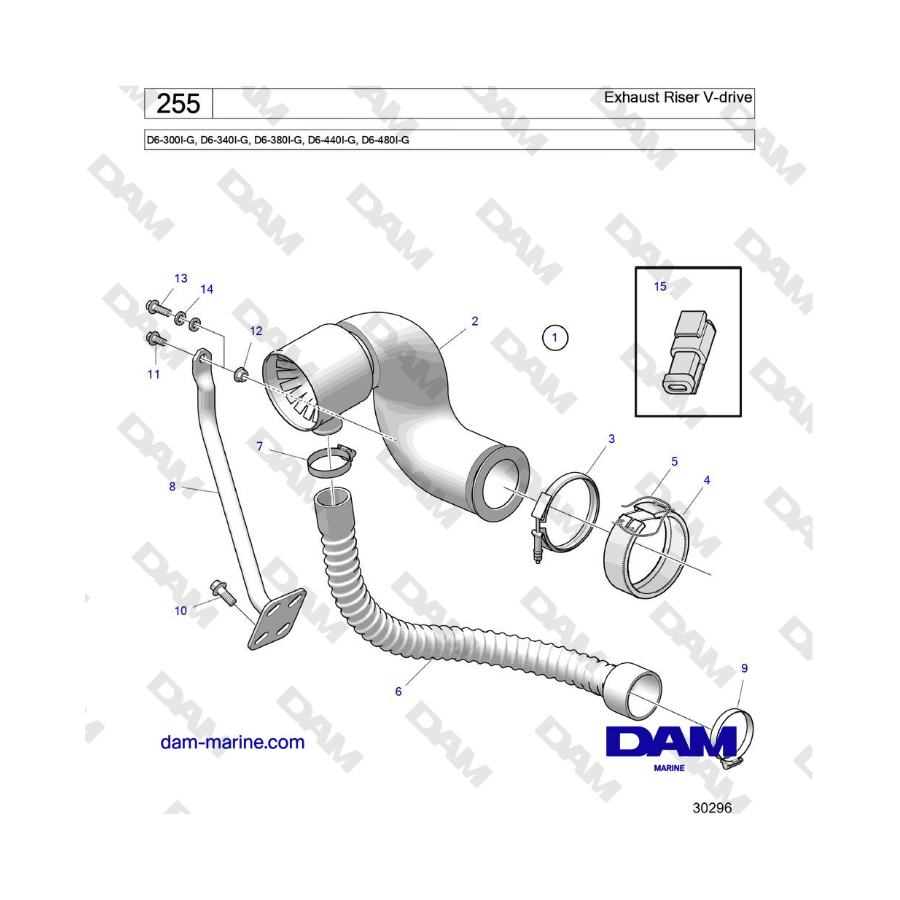 Volvo Penta D6-300 / D6-340 / D6-380 / D6-400 / D6-440 / D6-480 (G) - Exhaust Riser V-drive