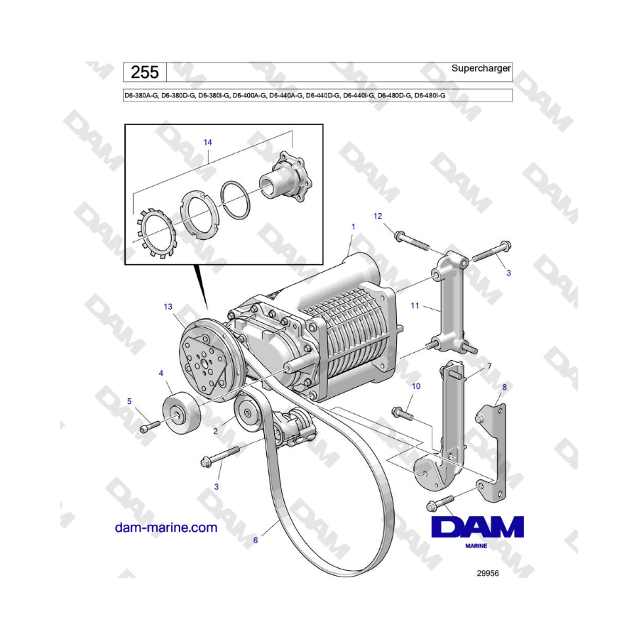 Volvo Penta D6-300 / D6-340 / D6-380 / D6-400 / D6-440 / D6-480 (G) - Sobrealimentador