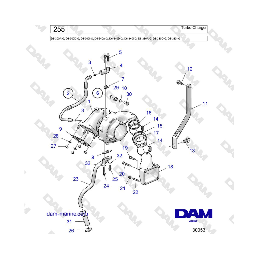 Volvo Penta D6-300 / D6-340 / D6-380 / D6-400 / D6-440 / D6-480 (G) - Turbo Charger 