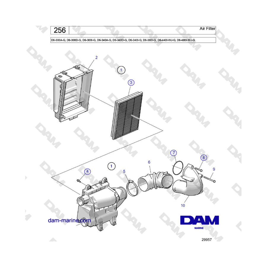 Volvo Penta D6-300 / D6-340 / D6-380 / D6-400 / D6-440 / D6-480 (G) - Air filter