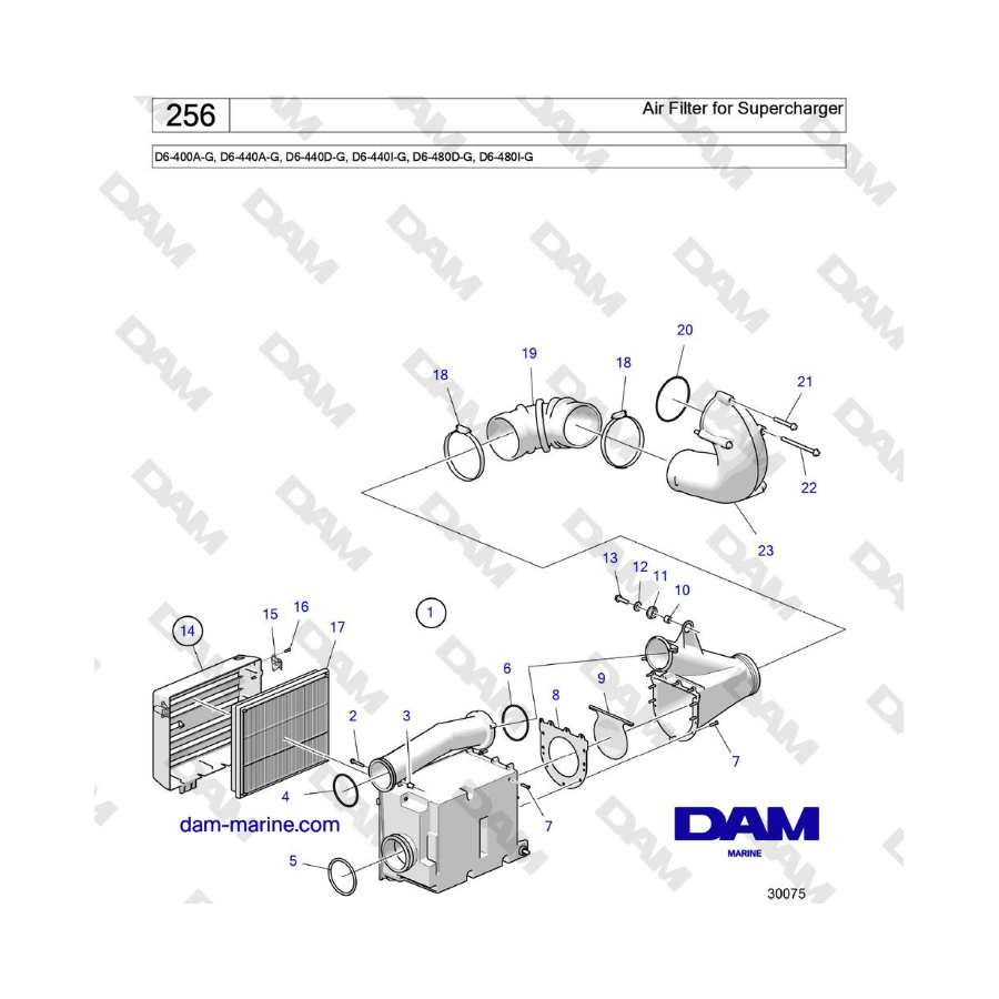 Volvo Penta D6-300 / D6-340 / D6-380 / D6-400 / D6-440 / D6-480 (G) - Air Filter for Supercharger