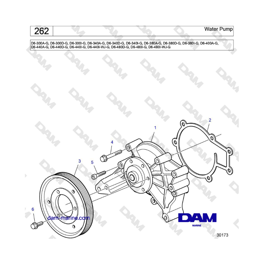 Volvo Penta D6-300 / D6-340 / D6-380 / D6-400 / D6-440 / D6-480 (G) - Bomba de agua