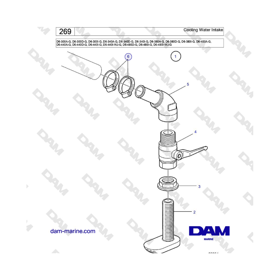 Volvo Penta D6-300 / D6-340 / D6-380 / D6-400 / D6-440 / D6-480 (G) - Cooling Water Intake