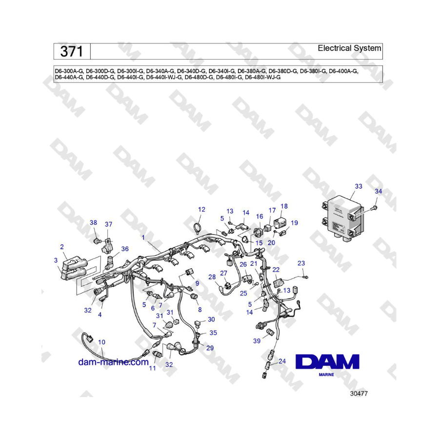 Volvo Penta D6-300 / D6-340 / D6-380 / D6-400 / D6-440 / D6-480 (G) - Electrical System