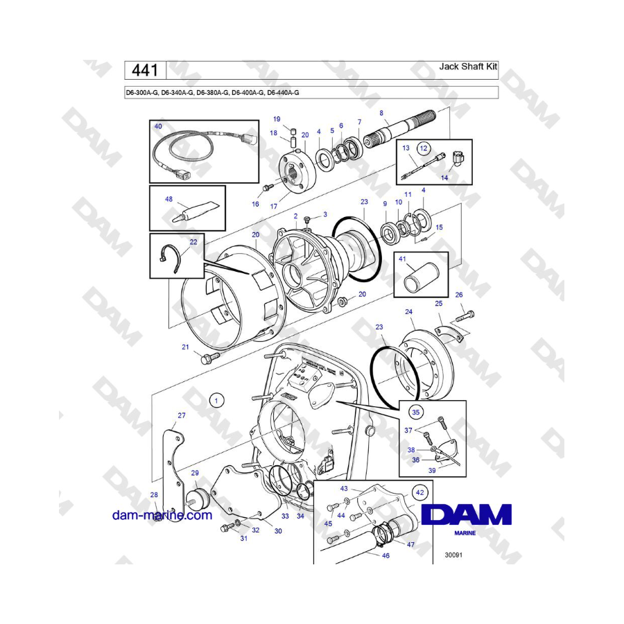 Volvo Penta D6-300 / D6-340 / D6-380 / D6-400 / D6-440 / D6-480 (G) - Jack Shaft Kit